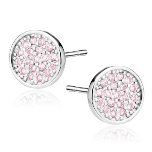 Cercei argint rotunzi cu pietre roz DiAmanti Z1548E_LP-DIA (Argint 925‰ 1,2 g.)